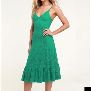 Green lace midi